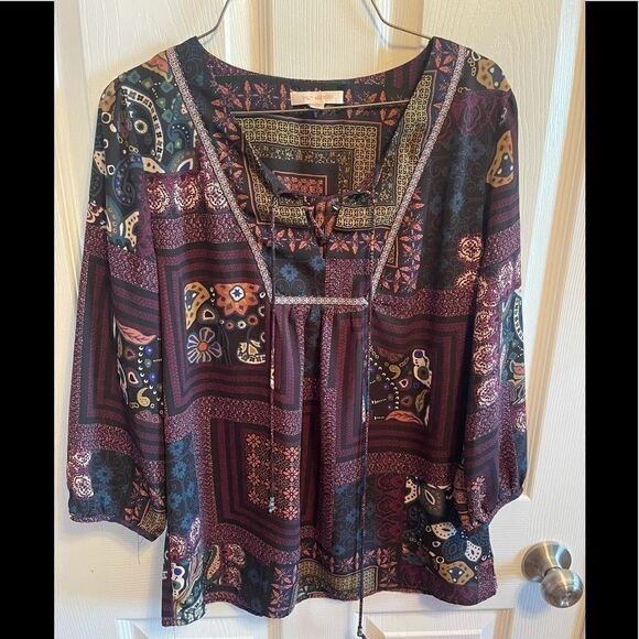 Skies are blue tie front blouse sz M - Picture 1 of 4